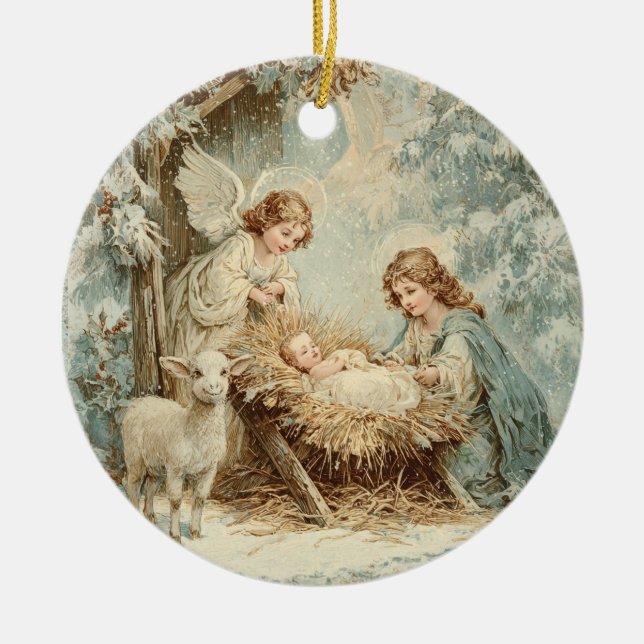 Ornamento De Cerâmica Snowflake Framed Ornament (Frente)