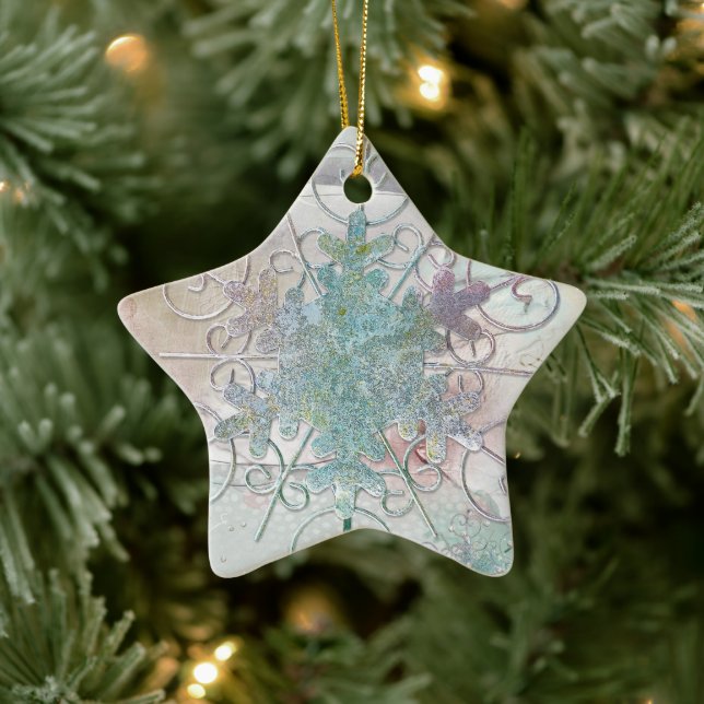 Ornamento De Cerâmica Snowflake Star Holiday Ornament (Árvore)