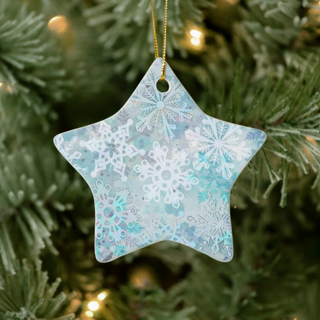 Ornamento De Cerâmica Snowflake Star Ornament (Árvore)