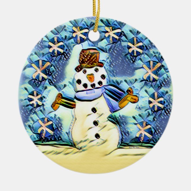 Ornamento De Cerâmica Snowie Snowman (Frente)