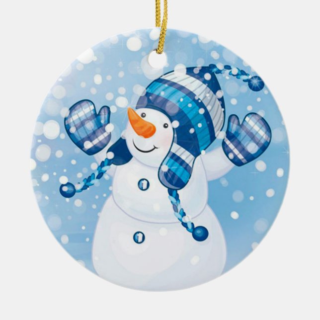 Ornamento De Cerâmica Snowman (Frente)