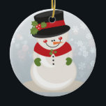 Ornamento De Cerâmica Snowman<br><div class="desc">Bonito Snowman Traga muito mais alegria de férias para a sua árvore com um ornamento cerâmico personalizado. Adicione fotos da família,  imagens e mensagens pessoais a ambos os lados deste ornamento. Um fio de ouro torna fácil pendurar esta fantástica marca de sempre.</div>