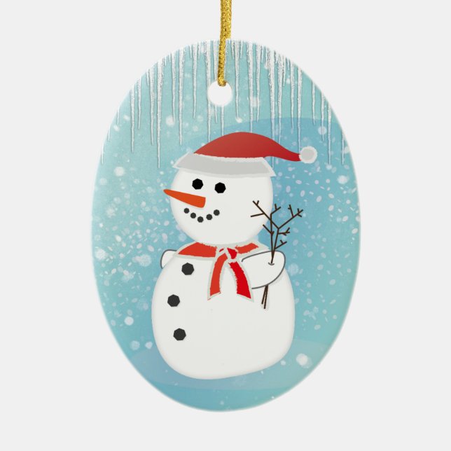 Ornamento De Cerâmica Snowman (Frente)