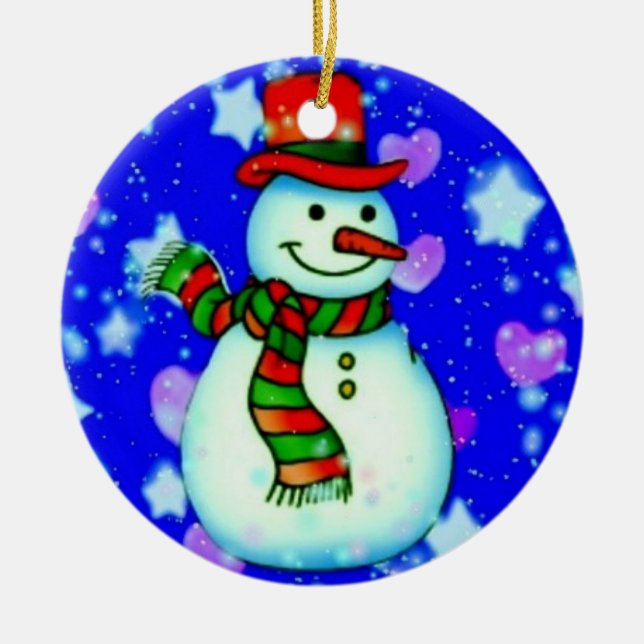 Ornamento De Cerâmica Snowman (Frente)