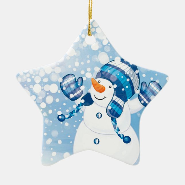 Ornamento De Cerâmica Snowman (Frente)
