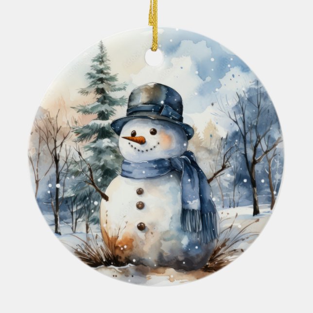 Ornamento De Cerâmica Snowman (Traseira)
