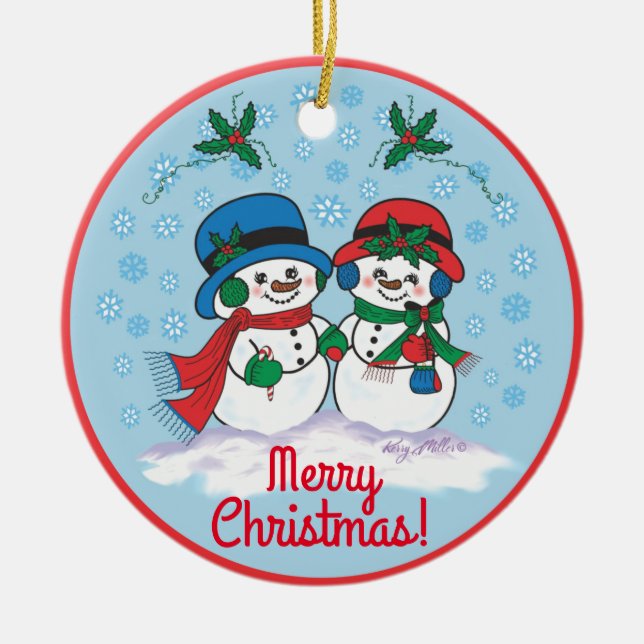 Ornamento De Cerâmica Snowman (Frente)