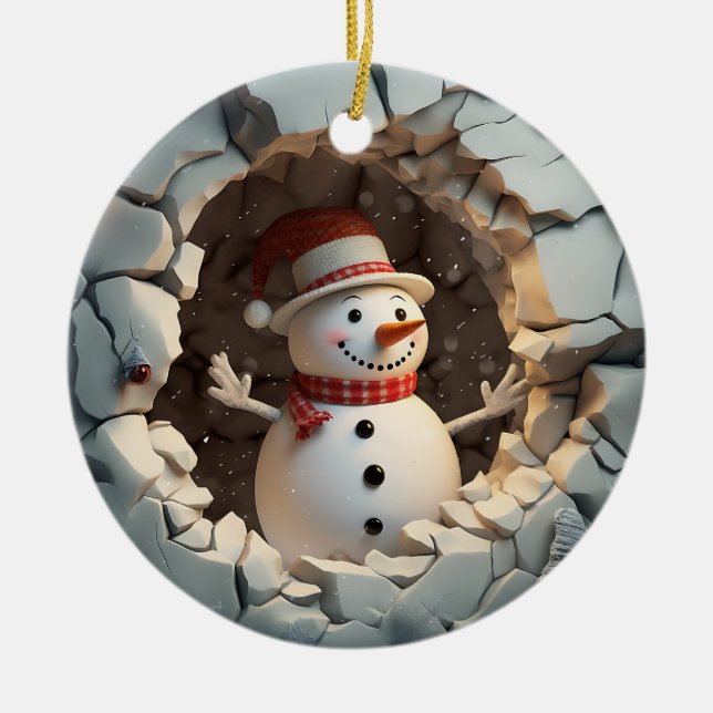 Ornamento De Cerâmica Snowman Adventure Winter Fund (Frente)