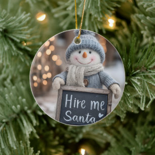 Ornamento De Cerâmica Snowman "Aluga-me Papais noeis"
