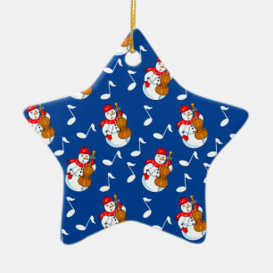 Ornamento De Cerâmica Snowman Cello Music Notes