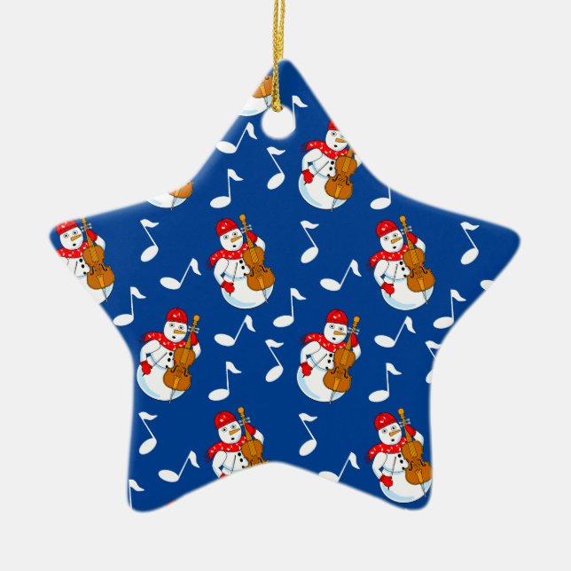 Ornamento De Cerâmica Snowman Cello Music Notes (Frente)