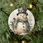 Ornamento De Cerâmica Snowman Christmas<br><div class="desc">Adicione um toque de capricho e charme à sua decoração de férias com o nosso Enfeites de natal de boneco de neve! Este bonitinho bonitinho é enfeitado com um cachecol verde vibrante, adicionando um pop de cor festiva à sua árvore. Cada ornamento é feito à mão, garantindo um toque único...</div>