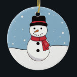 Ornamento De Cerâmica Snowman Christmas<br><div class="desc">Ornamento Cerâmico Feriado de Natal Snowman</div>