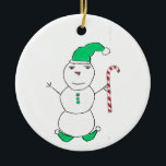 Ornamento De Cerâmica Snowman Christmas<br><div class="desc">Snowman</div>