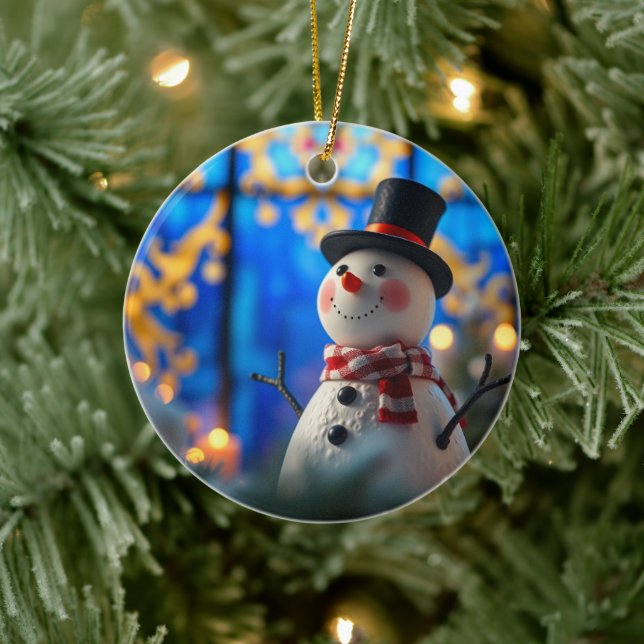 Ornamento De Cerâmica Snowman Christmas Ornament Faux Stained Glass (Árvore)