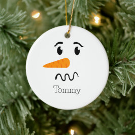 Ornamento De Cerâmica Snowman Confusa Face Frosty