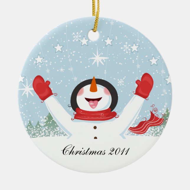 Ornamento De Cerâmica Snowman Da Nossa Casa Até À Sua (Frente)