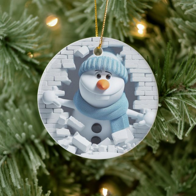 Ornamento De Cerâmica Snowman de 3 D Buck-Dente Quirky (Árvore)
