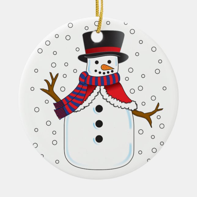 Ornamento De Cerâmica Snowman de Natal (Frente)