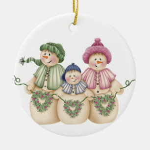 Ornamento De Cerâmica Snowman Family Keepsasaame Ornament