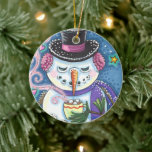 ORNAMENTO DE CERÂMICA SNOWMAN, GINGERBREAD MAN E MUG DE CHOCOLATE QUENTE<br><div class="desc">FELIZ PARECIDA,  GOSTANDO DOS PRAZER DO WINTER. ORNAMENTO DE NEVE BRANCO E CARREGANDO * Personalizar ... ..Procure Itens Correspondentes Susan Brack Designs</div>