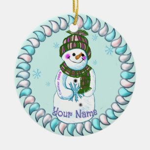 Ornamento De Cerâmica Snowman Granny