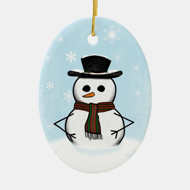 Ornamento De Cerâmica Snowman Ornament (Frente)