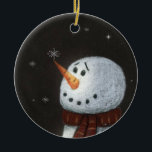 Ornamento De Cerâmica Snowman Ornament<br><div class="desc">Este Snowman Ornament apresenta um impressão do meu desenho colorido de um boneco de neve. Faz um gatilho de estoque bonito este Natal!</div>