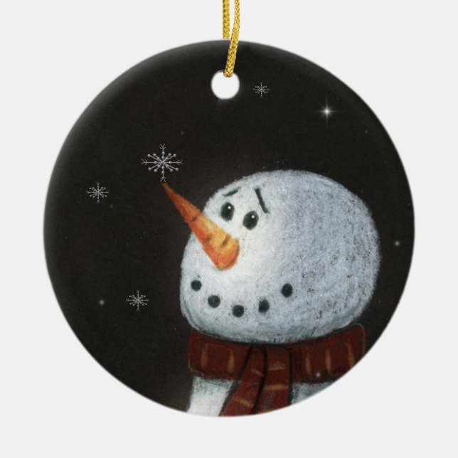 Ornamento De Cerâmica Snowman Ornament (Frente)