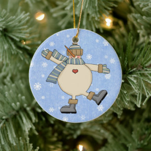 Ornamento De Cerâmica Snowman, país dançante