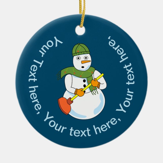 Ornamento De Cerâmica Snowman Plumber (Frente)