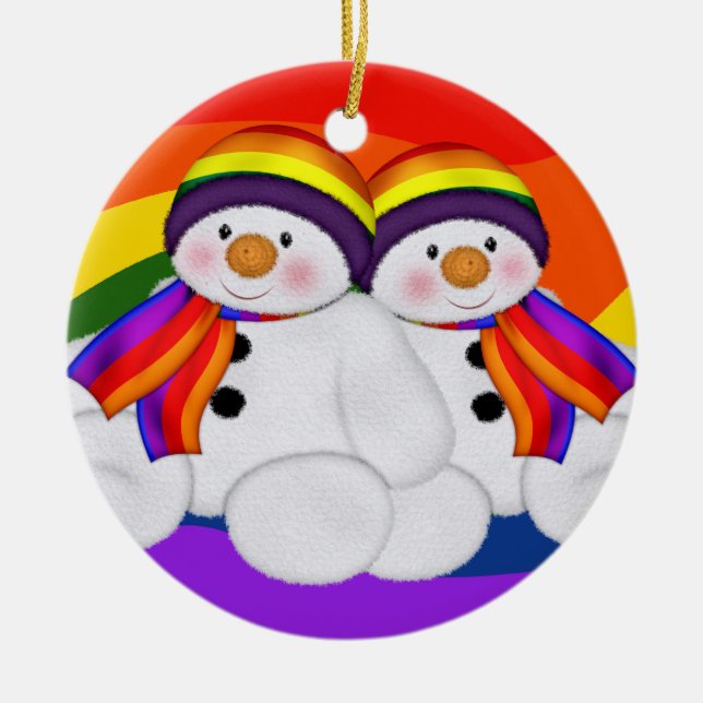 Ornamento De Cerâmica Snowman Pride (Frente)