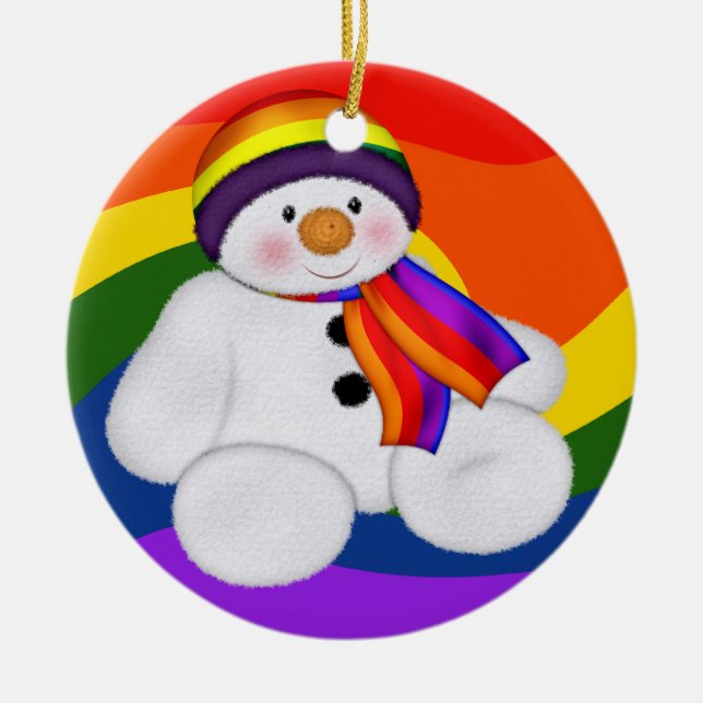 Ornamento De Cerâmica Snowman Pride (Frente)