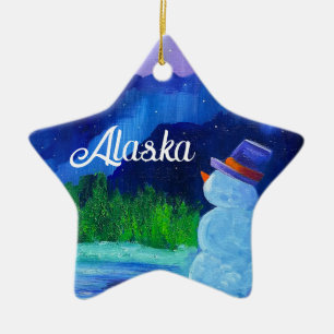 Ornamento De Cerâmica Snowman Sonha com o Ornaço Cerâmico STAR com o ALA