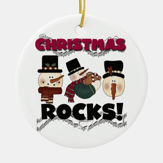 Ornamento De Cerâmica Snowmen Christmas Rocks Keepsawn Ornament (Frente)