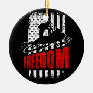 Ornamento De Cerâmica Snowmobile Snowmobiling Freedom Flag EUA