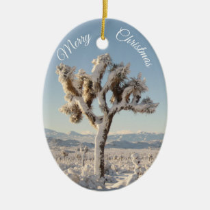 Ornamento De Cerâmica Snowy California Desert Natal
