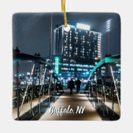 Ornamento De Cerâmica Snowy Canalside Walk