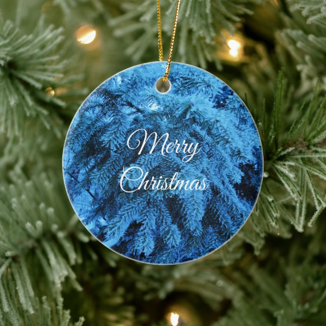 Ornamento De Cerâmica Snowy Christmas Forest Spruce (Árvore)