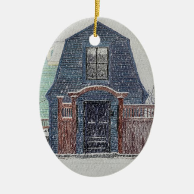 Ornamento De Cerâmica Snowy Day (Frente)