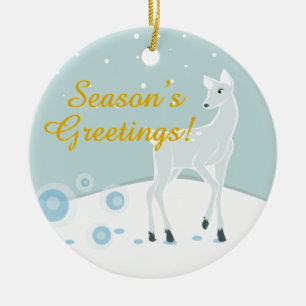 Ornamento De Cerâmica Snowy Deer