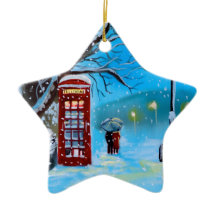 Snowy London casal Red umbrella