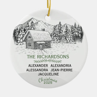 Ornamento De Cerâmica Snowy Mountain Winter Log Cabine X 5