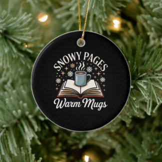 Ornamento De Cerâmica Snowy Pages Bookish Christmas Ornament