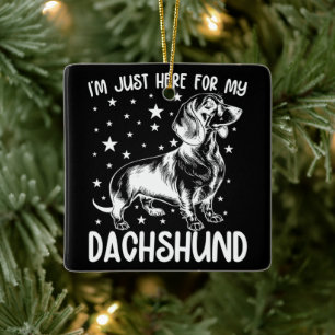 Ornamento De Cerâmica Só Aqui Para O Meu Cachorro De Dachshund No Aniver
