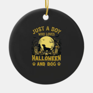 Ornamento De Cerâmica Só Menino Que Ama Cachorro De Halloween Lua Cheia