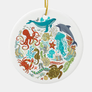 Ornamento De Cerâmica Sob o Mar Crustáceo Núcleo da Vida Marinha