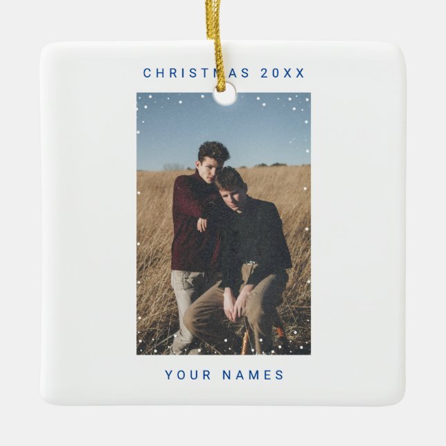 Ornamento De Cerâmica Sobreposição de Filmes de Ruído com Foto em Neve A (Frente)