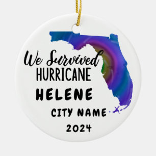Ornamento De Cerâmica Sobrevivemos! Helene Flórida Hurrican e nome da ci