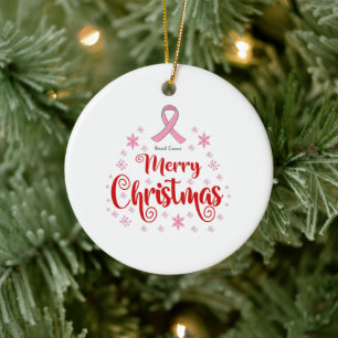 Ornamento De Cerâmica Sobrevivência do Câncer da Mama Feliz Natal